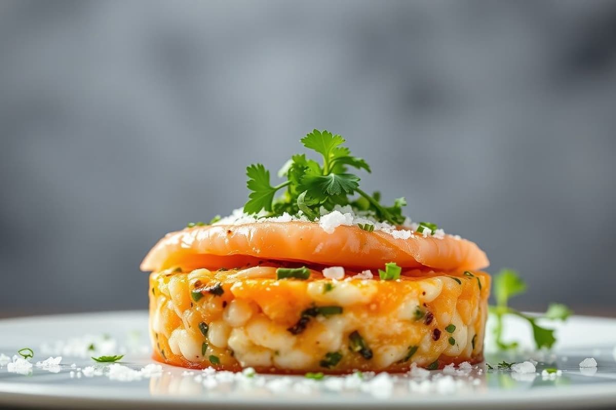 Tartar de Salmón Ahumado con Coco Rallado y Cilantro Fresco