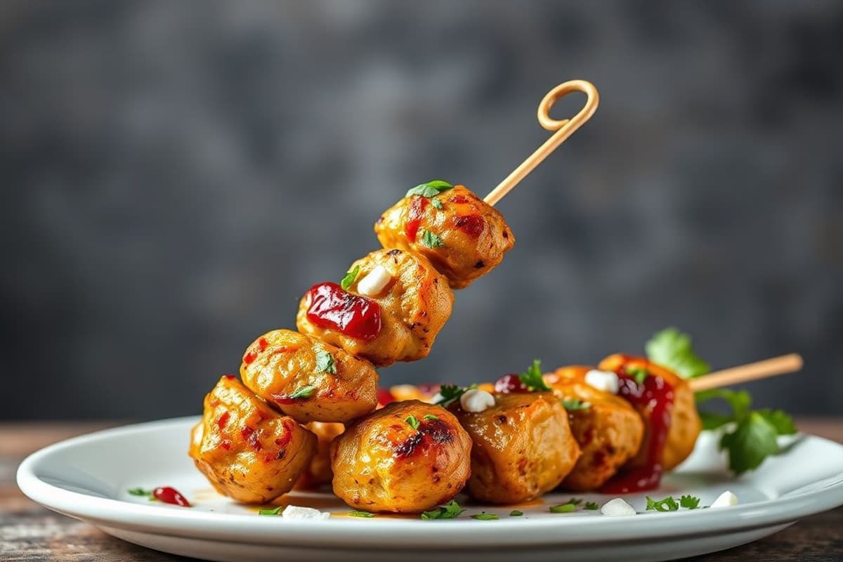 Tikka Masala Chicken Skewers con Especias Indianas y Toque Británico
