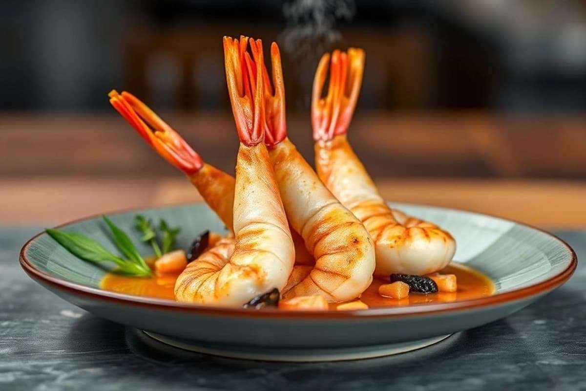 Tôm Kai Mot Daeng: Camarones al vapor tailandés con sabor a clavo y jengibre