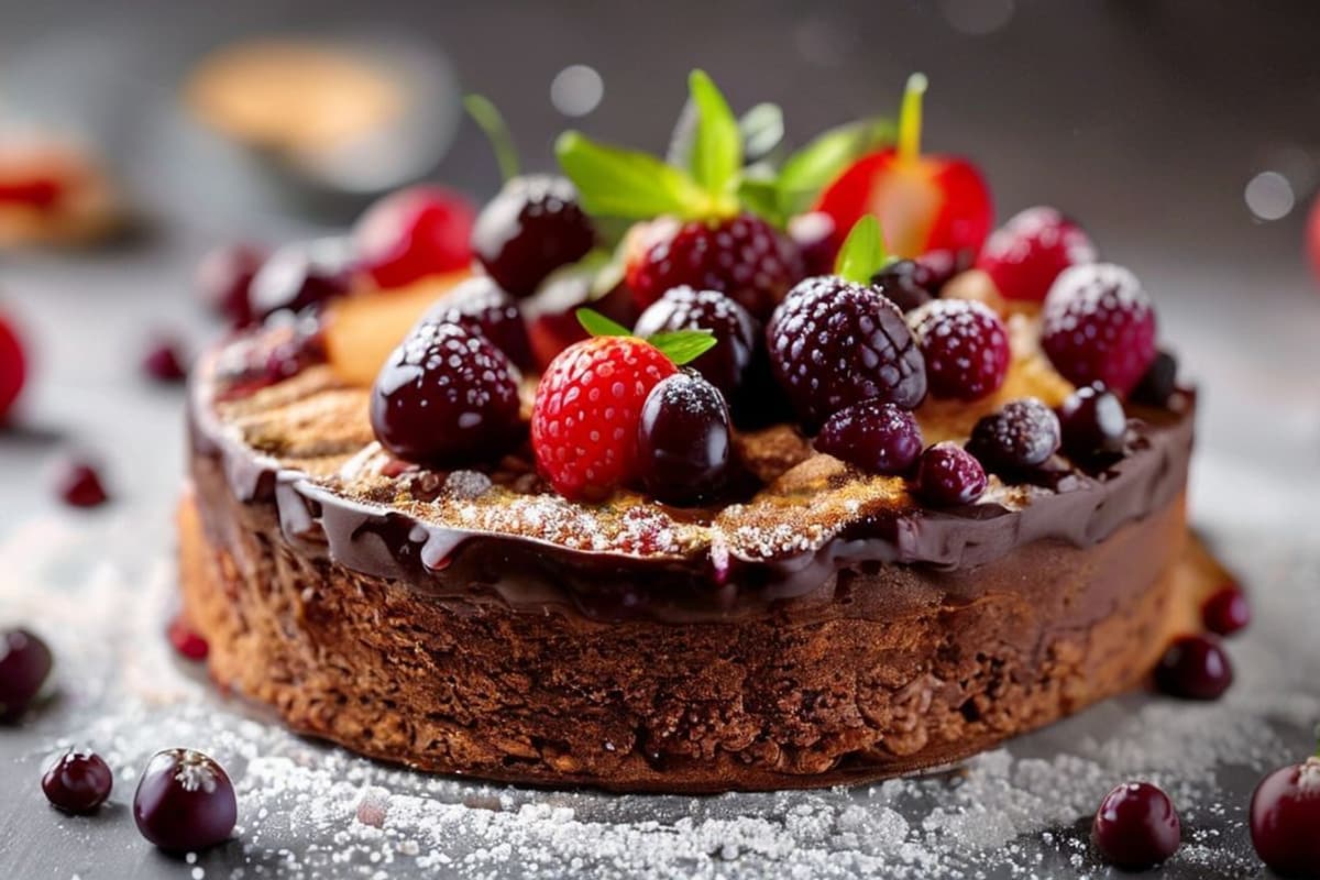 Torta de Chocolate Italiano con Frutos Rojos y Crema de Mascarpone