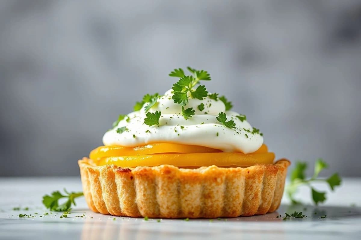 Torta de Melocotón y Pistacho con Crema de Mascarpone y Cilantro Fresco