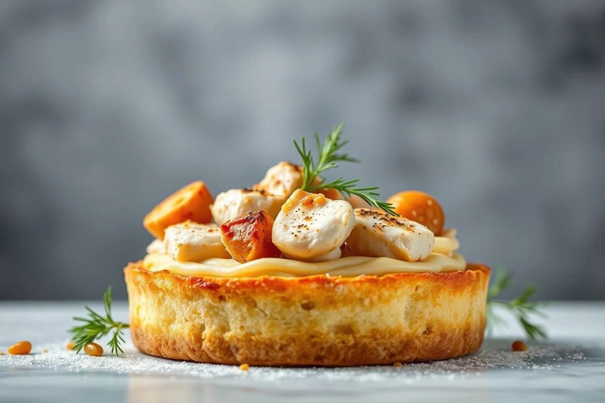 Torta de Pascua Cremosa con Pollo Confitado y Almendras Tostadas