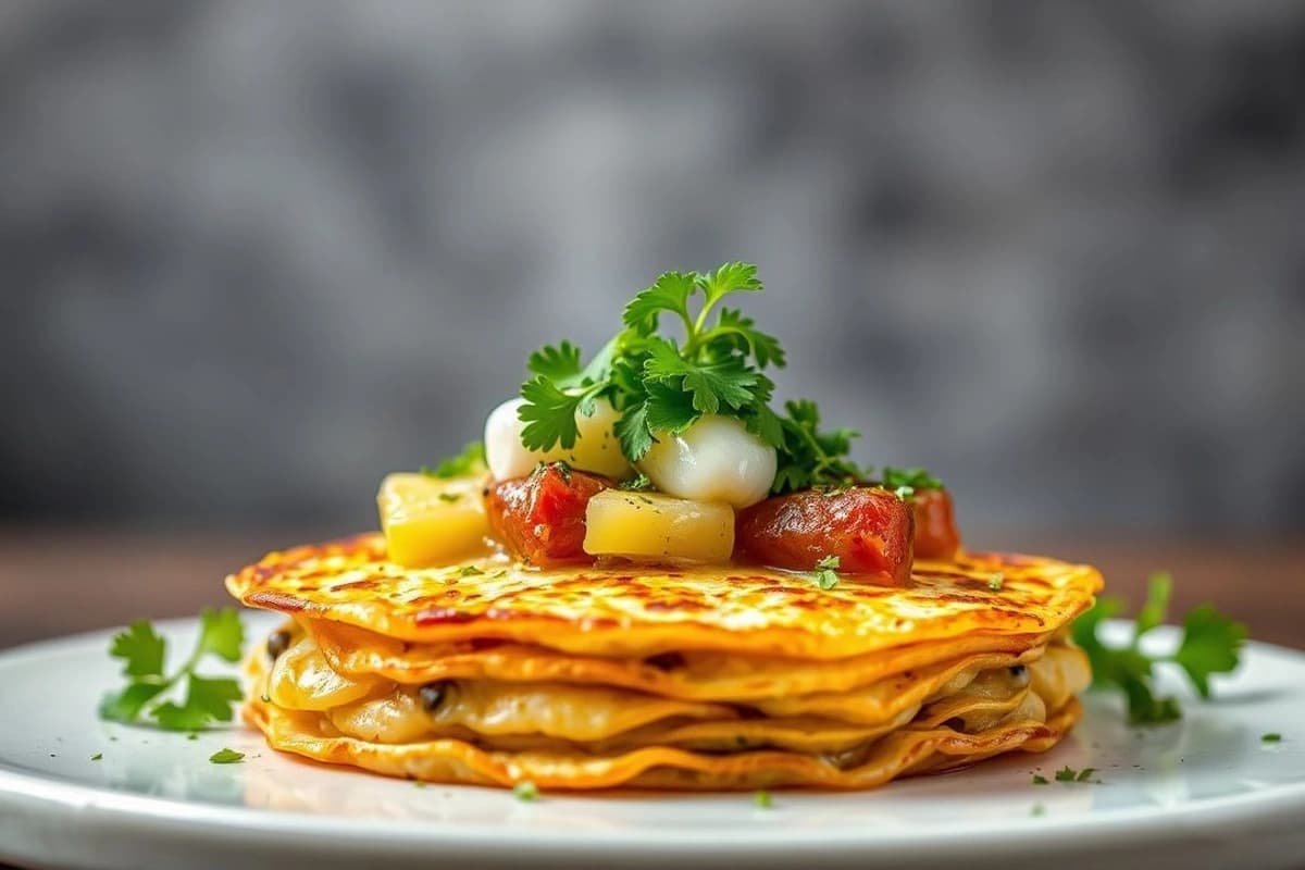 Tortilla de Calabacín y Champiñones con Salsa de Limón y Cilantro Fresco