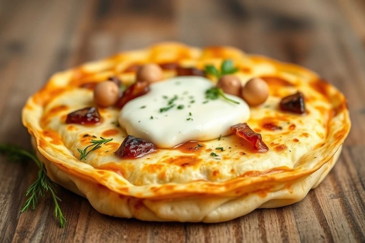 Tortilla de Cerdo con Champiñones y Queso Crema, Horneada con Textura Crujiente y Sabor Intenso