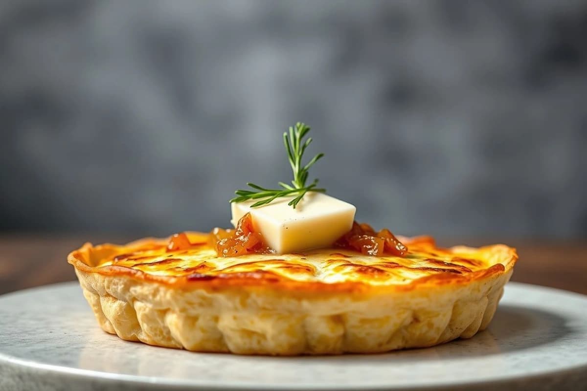 Tortilla de Ternera con Cebolla Caramelizada y Queso Manchego Fundido