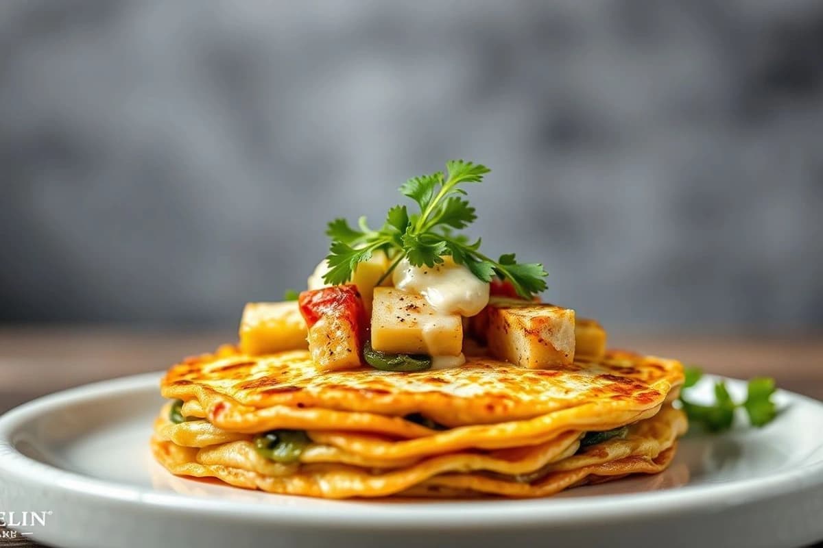 Tortilla de Tofu y Soja Tailandesa con Verduras Marinadas al Vapor