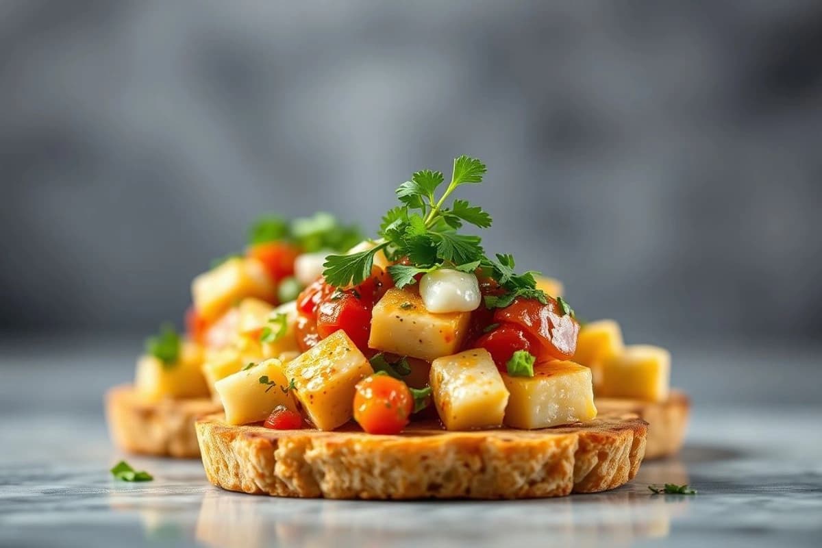 Tostadas de Tofu y Soja con Salsa de Chaomoy y Cilantro Fresco