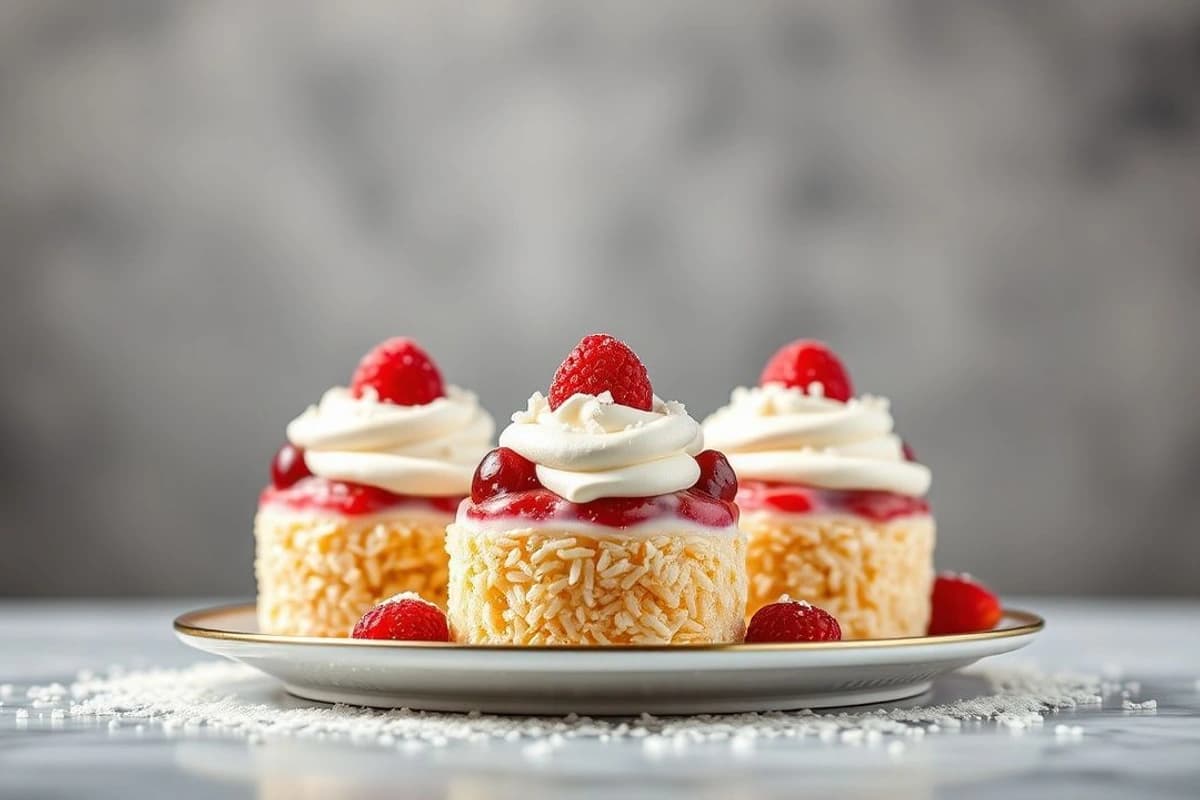 Tres Leches de Coco con Frutos Rojos y Arroz Frito de Coco