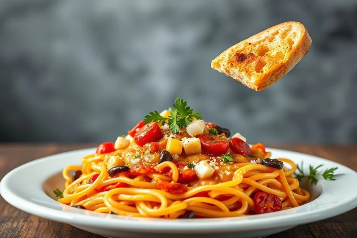 Turkish Menemen de setas y hongos con pan turco crujiente